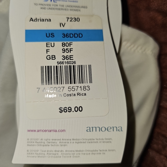 Amoena Mia Adriana Unpadded Underwire Beige Bra Lingerie Women's #7230 36DDD NWT - Picture 8 of 9